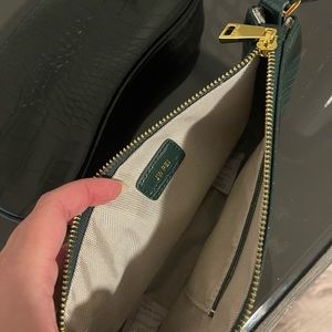 JW PEI green croc shoulder bag with gold hardware